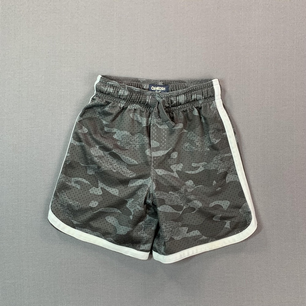 OshKosh B'gosh Shorts Kids 4T Gray Camo Mesh Athletic Elastic Waist Gym